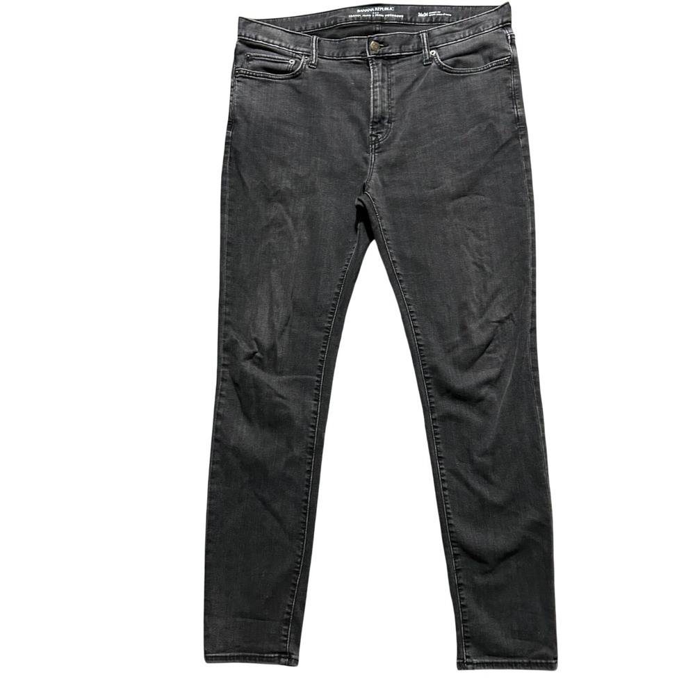 Banana Republic Travel Jean Mens 36x34 Black Skinny Fit Stretch Denim Pants